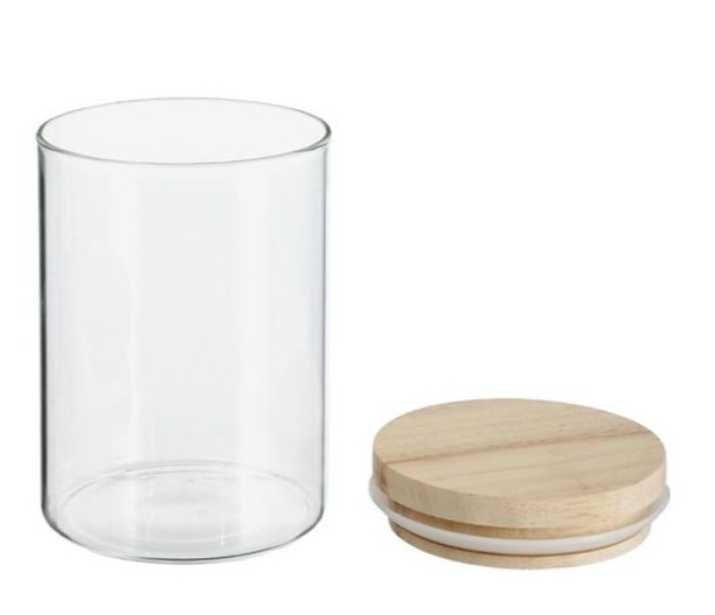 Glasburk för torrvaror, 0,6 L, HERMET ROUND SMALL, Klar / Natur