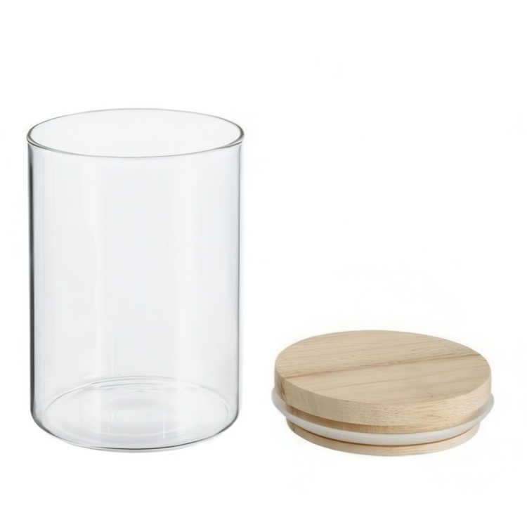 Glasburk för torrvaror, 0,6 L, HERMET ROUND SMALL, Klar / Natur