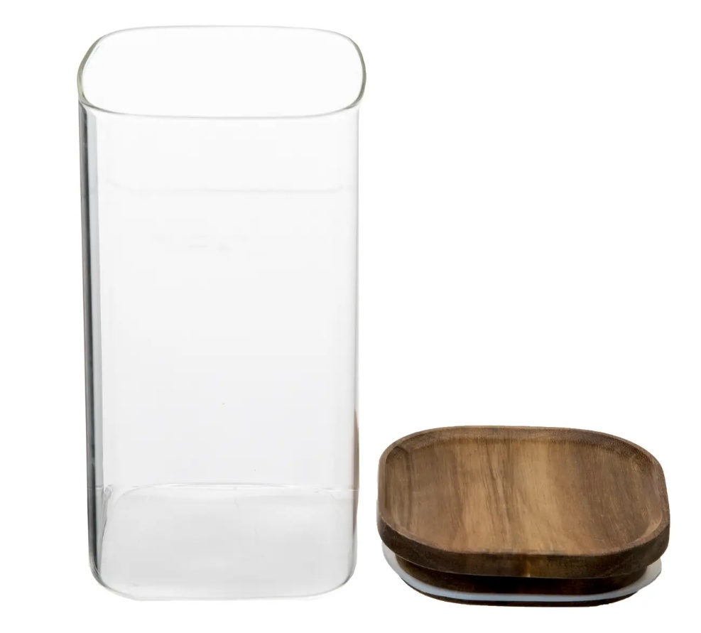 Glasburk för torrvaror, 1,3 L, HERMET ACACIA MEDIUM, Klar / Brun
