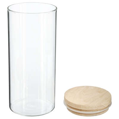 Glasburk för torrvaror, 1,3 L, HERMET ROUND Medium, Klar / Natur