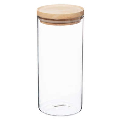 Glasburk för torrvaror, 1,3 L, HERMET ROUND Medium, Klar / Natur