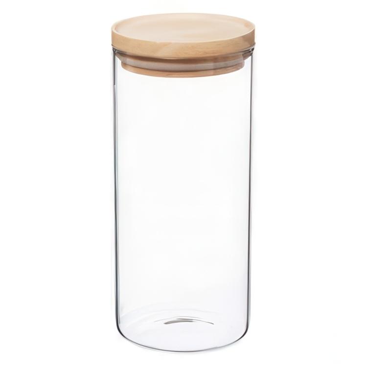 Glasburk för torrvaror, 1,3 L, HERMET ROUND Medium, Klar / Natur