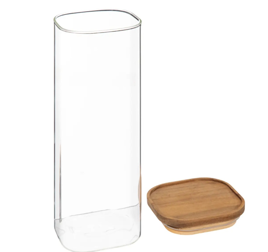 Glasburk för torrvaror, 2 L, HERMET ACACIA LARGE, Klar / Brun