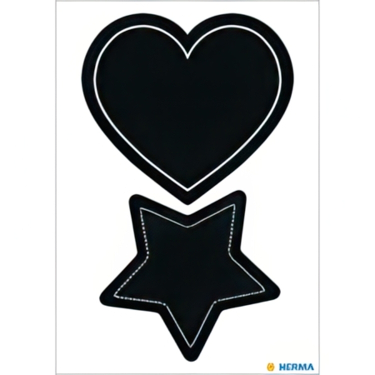Griffel-Etiketter,  HERMA LARGE HEART / STAR, 4 st, Svarta