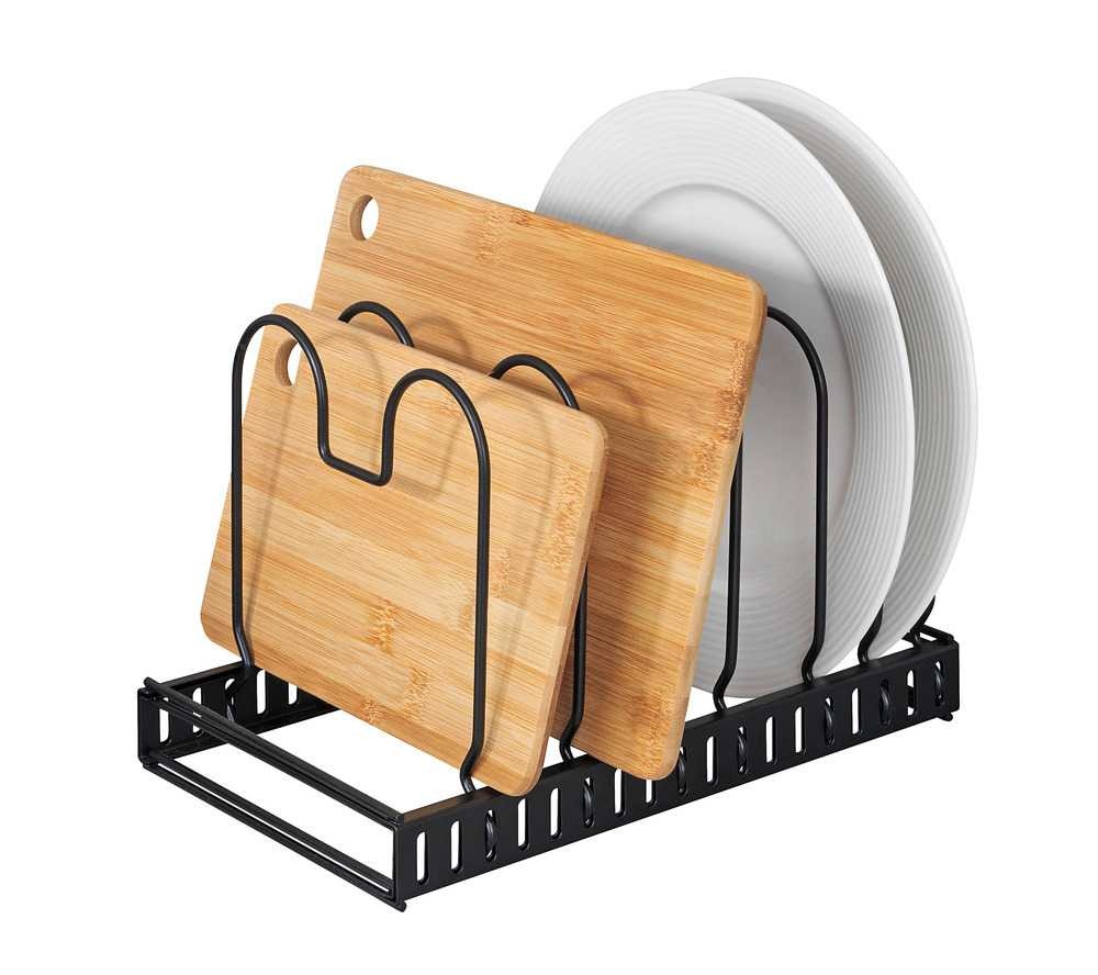 Grytlocks- & Stekpannförvaring, DECKELHALTER, Justerbar 30 - 57 cm, Svart