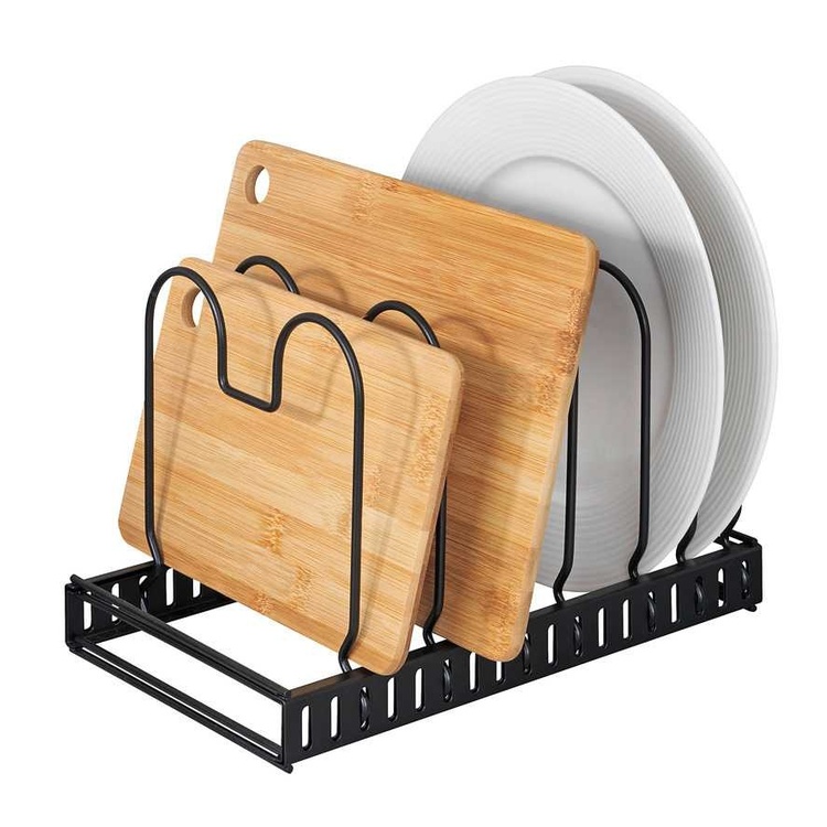 Grytlocks- & Stekpannförvaring, DECKELHALTER, Justerbar 30 - 57 cm, Svart