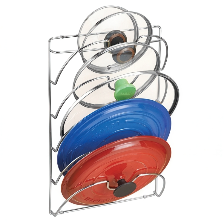 Grytlocksställning i metall, 5 fack, CLASSICO LID RACK, Silver