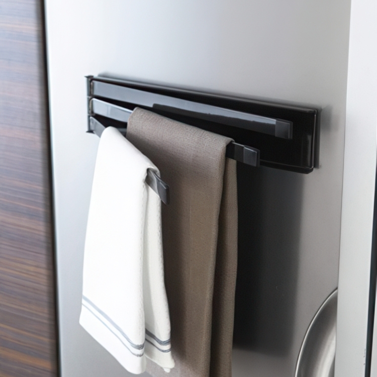Handdukshållare i metall, Magnetisk, TOWER TEA-TOWEL HANGER, Yamazaki, Svart