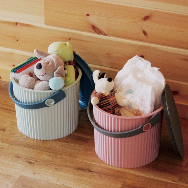 Hink / korg med lock, ROSE PINK MINI OMNIOUTIL, 4 L, Rosa / grå