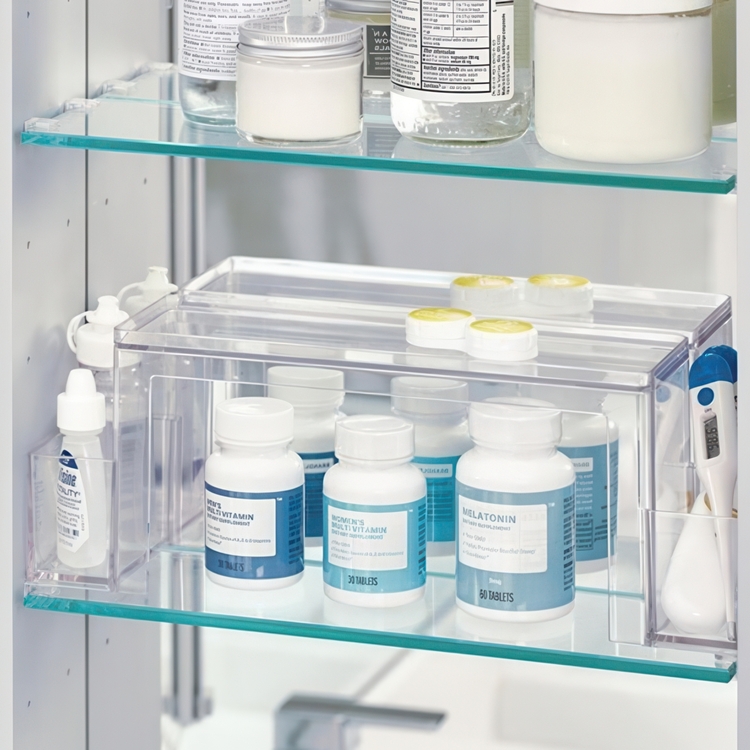Hylla för badrumsskåpet, THE HOME EDIT 2-TIERD ORGANIZER, 31,8 x 8,3 x H 11,4 cm, Klar
