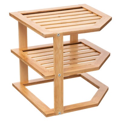 Hylla för hörn i bambu, BAMBOO ANGLE SHELF, 25,5 x 25,5 x H 23 cm, Natur