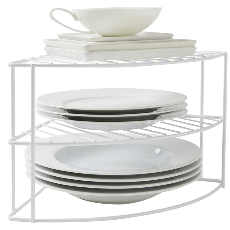 Hylla för hörn, med tre plan, CURVED CORNER SHELF, 24 x 23 x H 20,5 cm, Vit