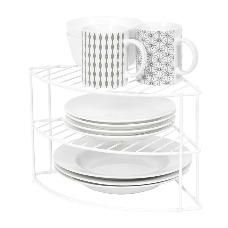 Hylla för hörn, med tre plan, CURVED CORNER SHELF, 24 x 23 x H 20,5 cm, Vit