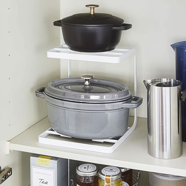 Hylla för kastruller, Kraftig metall, TOWER COOKWARE STAND, Yamazaki, Vit