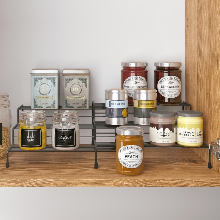 Hylla i 3 plan, Metall, Utdragbar, LAVA X-TEND, 28~55 x 23 x 13 cm, Svart