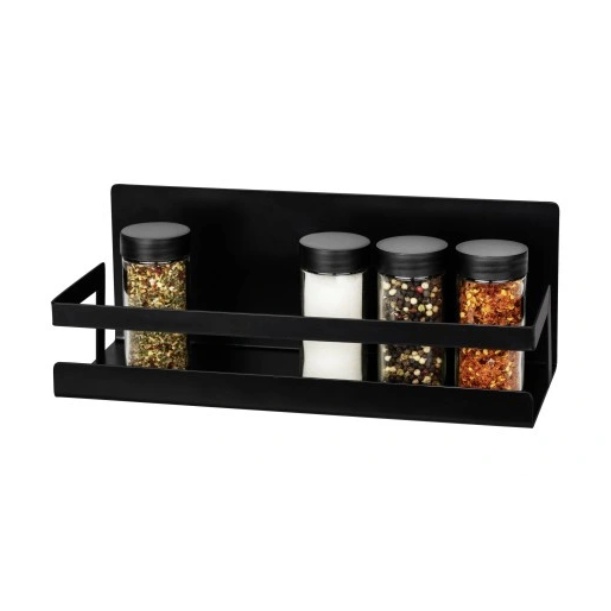 Hylla i metall, Magnetiskt / Självhäftande , SPICE SHELF, 30 x 11 x H 12 cm, Svart