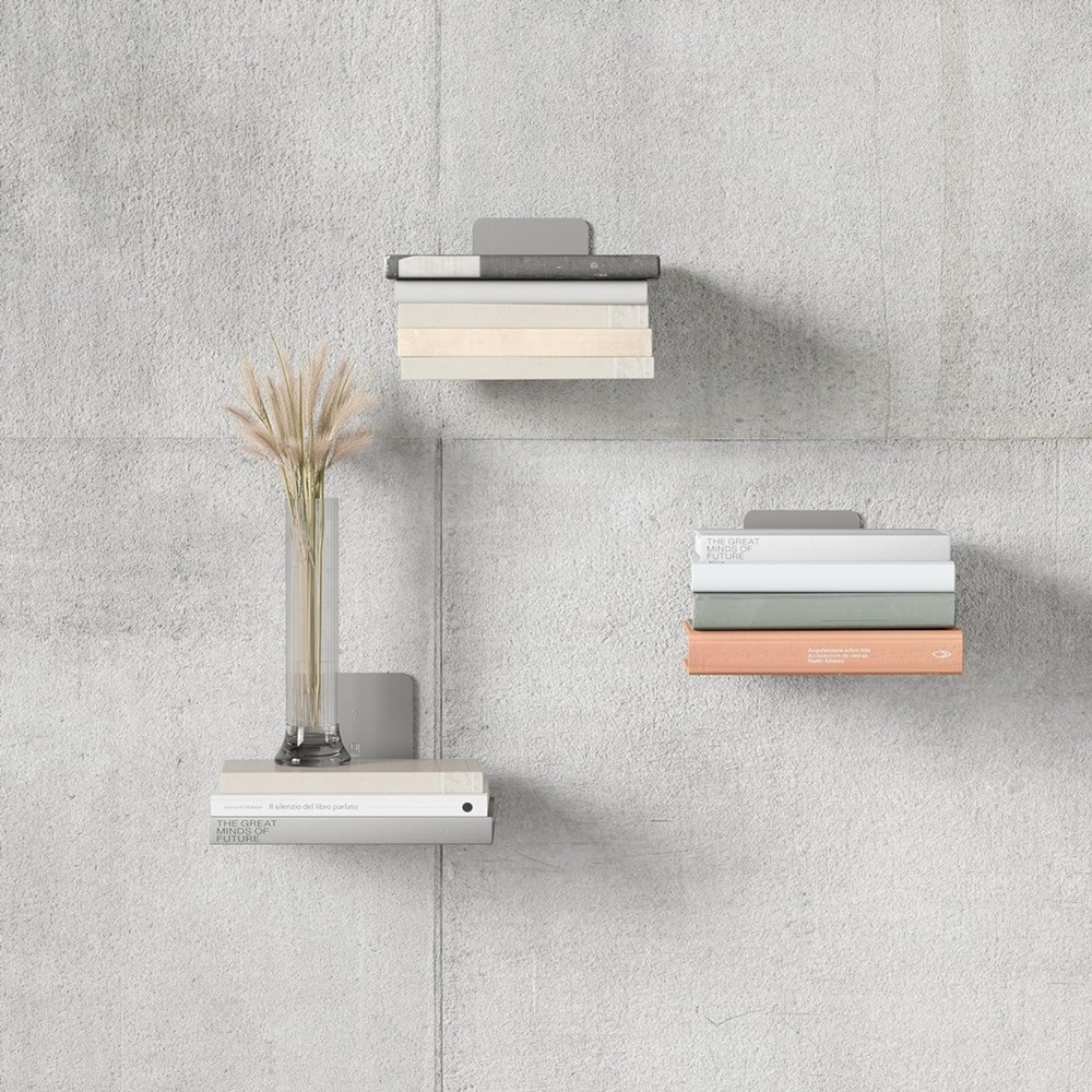 Hyllor för böcker, Osynliga, 3-Pack, UMBRA CONCEAL LARGE, Silver