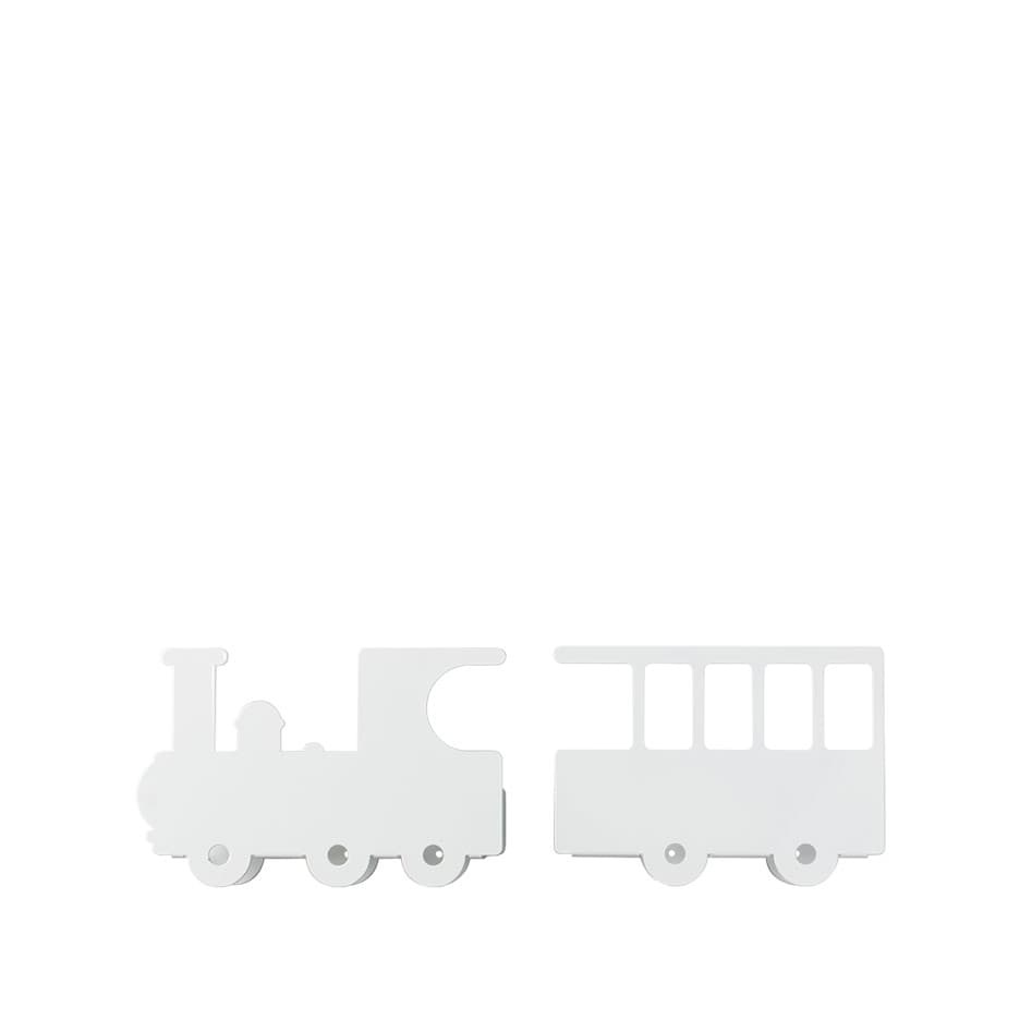 Hyllor för böcker, Lok med vagn. WHITE TRAIN BOOK SHELF, Vit