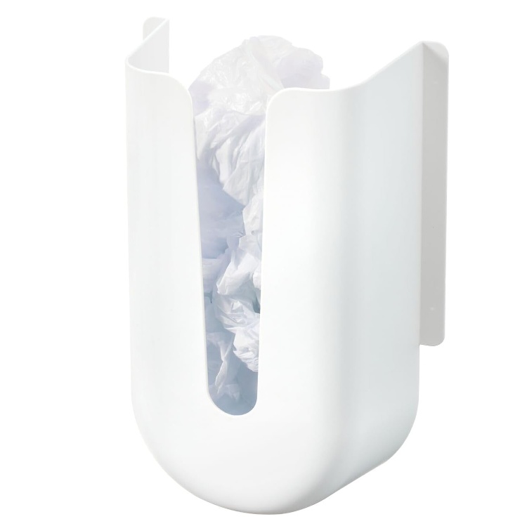 Hållare för plastpåsar, Självhäftande, ID RPET BAG DISPENSER, 21,3 x 10,2 x H 31,7 cm, Vit