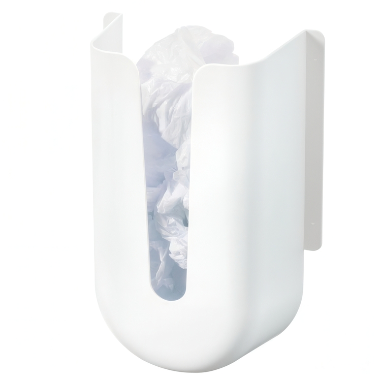 Hållare för plastpåsar, Självhäftande, ID RPET BAG DISPENSER, 21,3 x 10,2 x H 31,7 cm, Vit