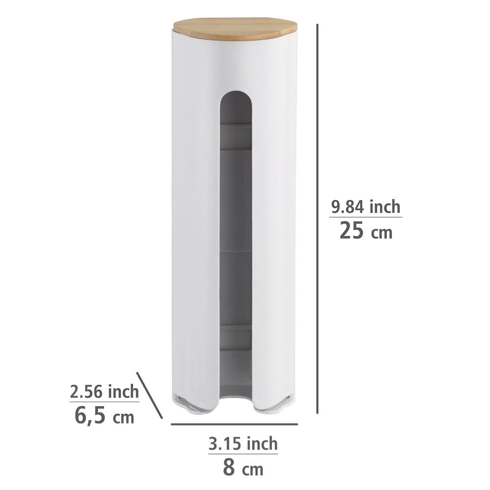 Hållare för bomullspads, LARESA MAKE UP, Ø8 x H25 cm, Vit / beige