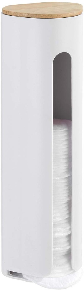 Hållare för bomullspads, LARESA MAKE UP, Ø8 x H25 cm, Vit / beige