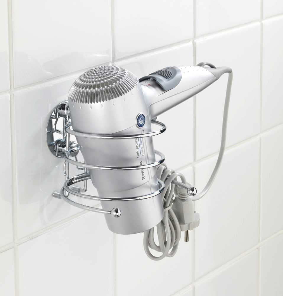 Hållare för hårtork, Självhäftande, TURBO-LOC, Silver