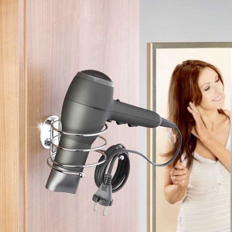 Hållare för hårtork, Självhäftande, TURBO-LOC, Silver