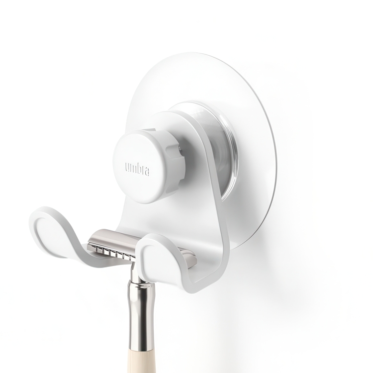 Hållare för rakhyvel / Dubbelkrok, Självhäftande, UMBRA FLEX ADHESIVE, Vit