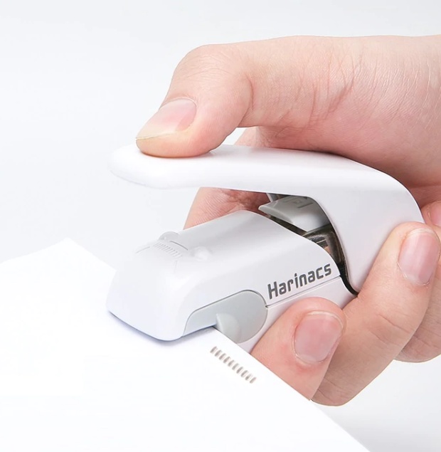Häftapparat utan klammer, HARINACS JAPANESE PRESS STAPLER, Vit