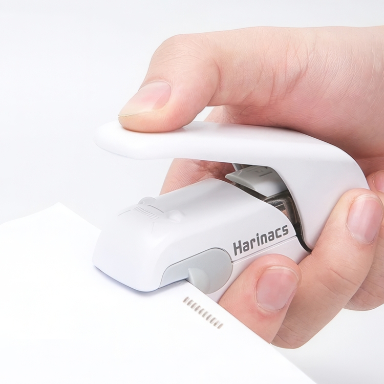 Häftapparat utan klammer, HARINACS JAPANESE PRESS STAPLER, Vit