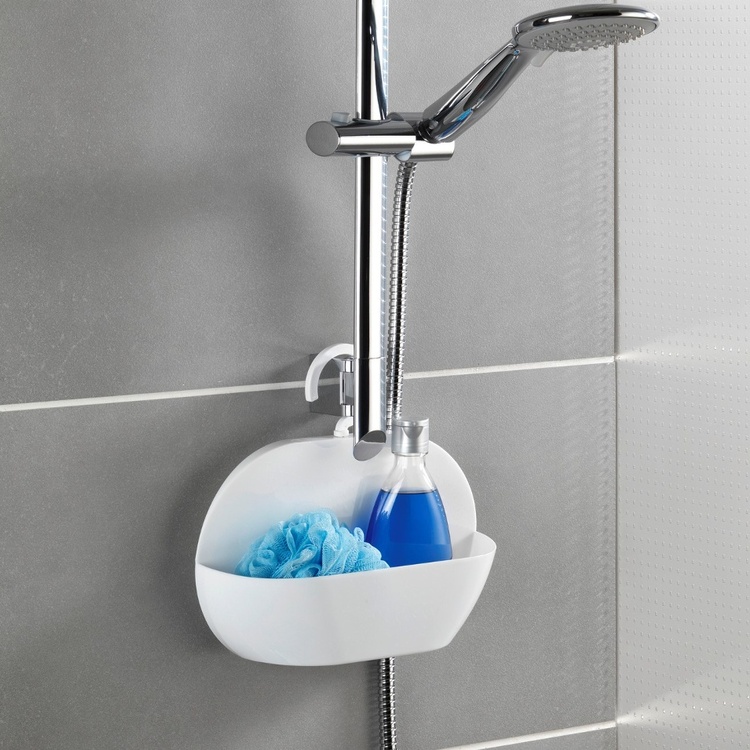 Hängande badrumskorg, SHOWER CADDY, Rund, Vit