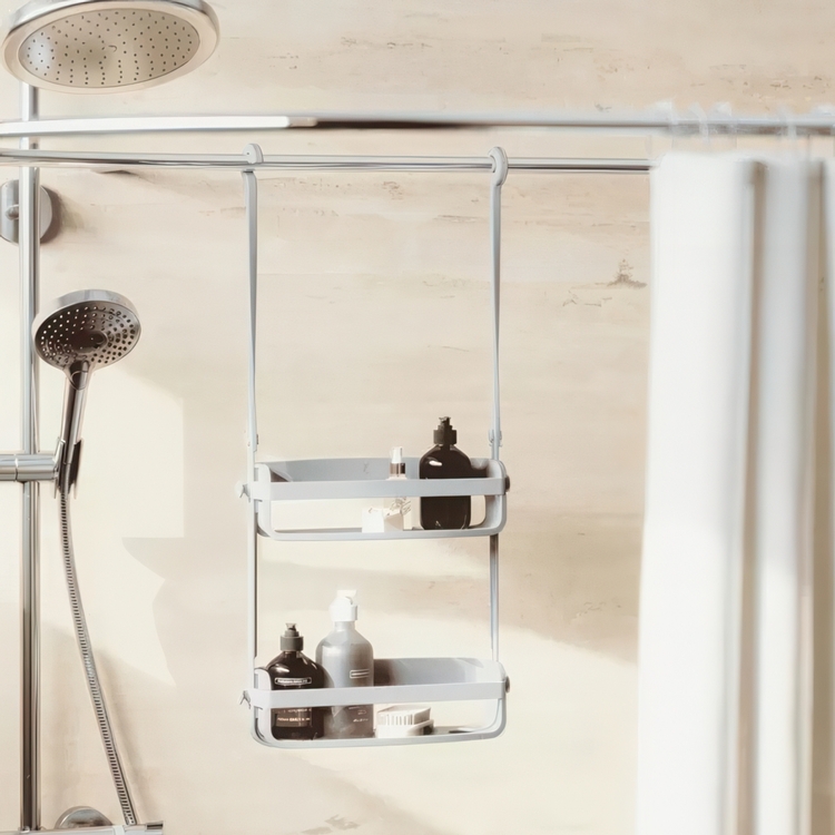 Hängande Duschkorg, Två hyllor, FLEX CADDY, Umbra, Grå