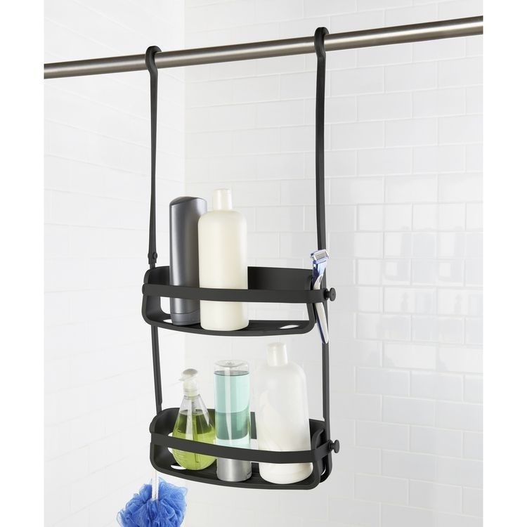Hängande Duschkorg, Två hyllor, FLEX CADDY, Umbra, Svart