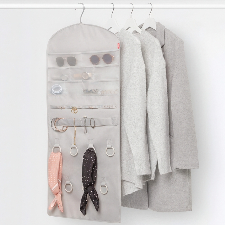 Hängande förvaring för smycken, PREMIUM ACCESSORY HANGER, 45 x H 90 cm, Ljusgrå