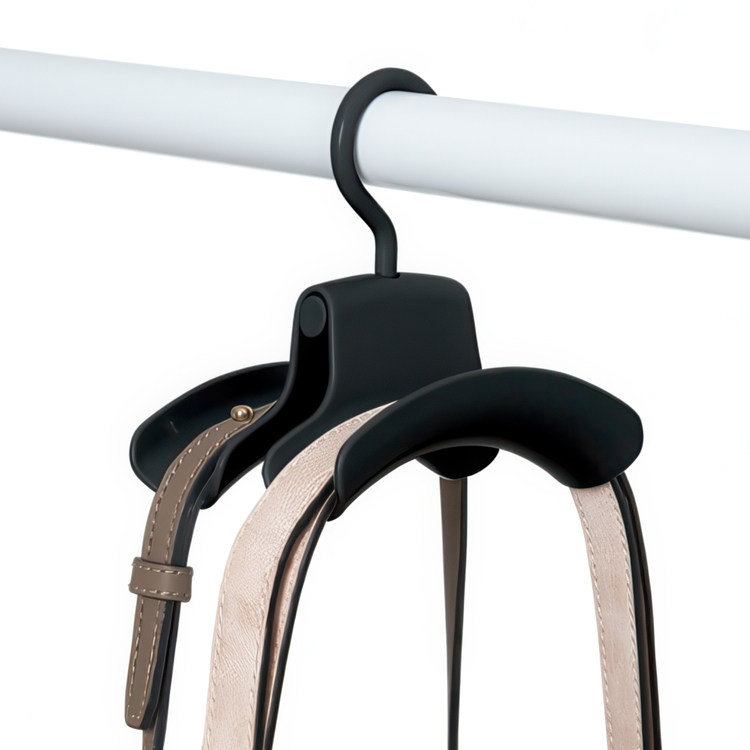 Hängande förvaring för väskor med galge, 3 st, HANDTASCHENHALTER, Svart