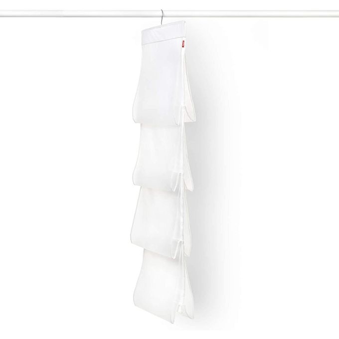 Hängande förvaring för väskor, 8 Fack, MILKY WHITE, 33 x H 122 cm, Transparent