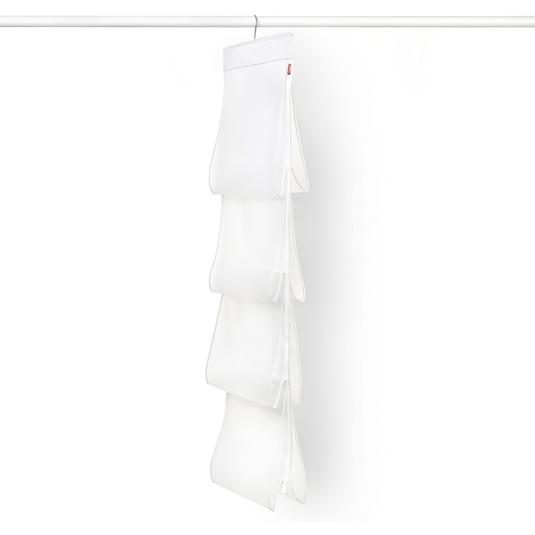 Hängande förvaring för väskor, 8 Fack, MILKY WHITE, 33 x H 122 cm, Transparent