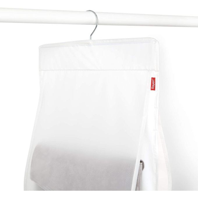 Hängande förvaring för väskor, 8 Fack, MILKY WHITE, 33 x H 122 cm, Transparent