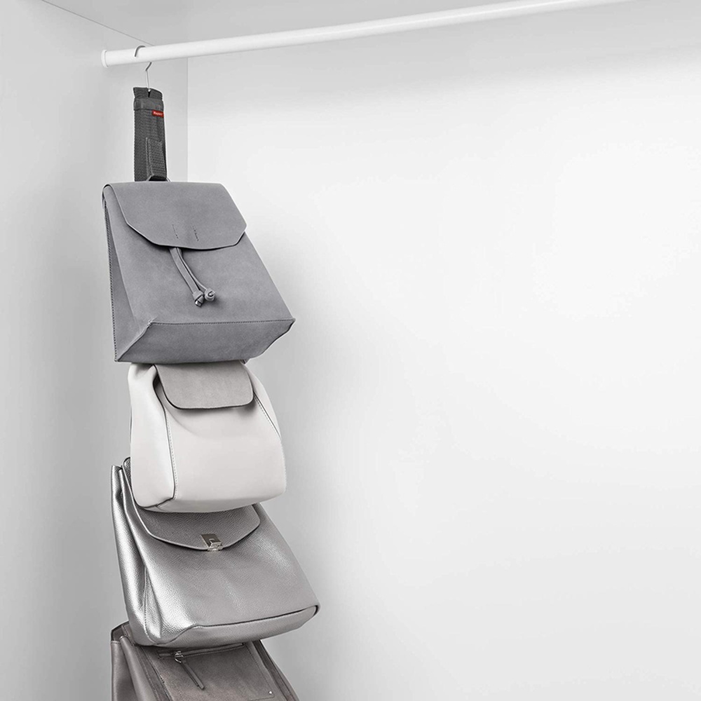 Hängande förvaring för väskor, PREMIUM COLGADOR DE BOLSOS, 7,5 x H 95 cm, Grå