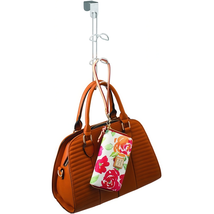 Hängande förvaring för väskor, Över dörr, CLASSICO HANDBAG HOLDER, 5 x H 27 cm, Silver