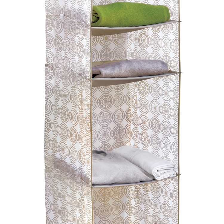 Hängande garderob med 4 hyllor, ELLA SAND, 33 x 33 x H 103 cm, Vit / Beige