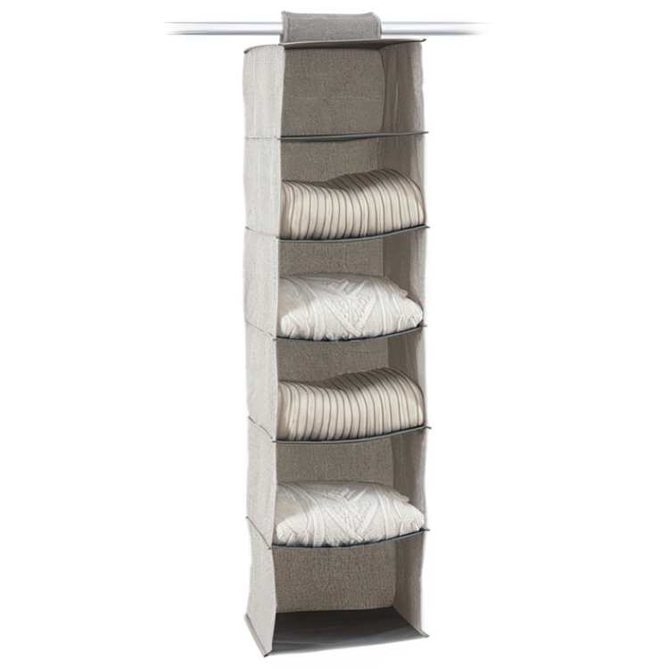 Hängande garderob med 6 hyllor, ORGA HANGING ORGANISER, 30 x 30 x H 120 cm, Beige-grå