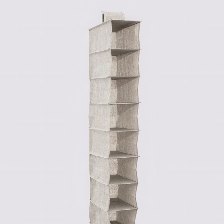 Hängande garderob. Smal, 10 hyllor, ORGA SHOE ORGANISER, 15 x 30 x H 120 cm, Beige-grå