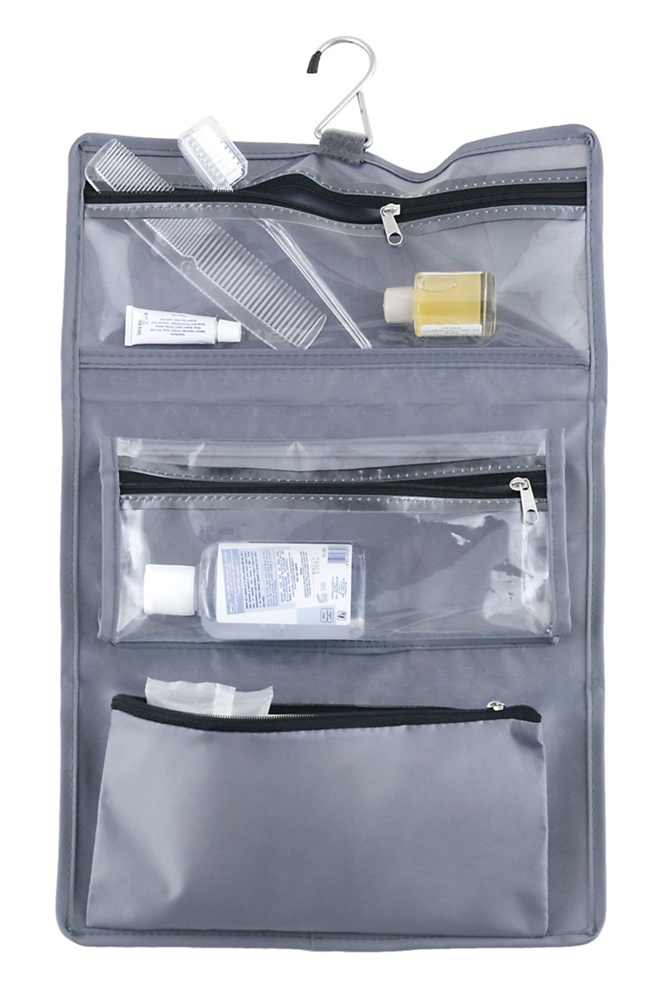 Hängande liten necessär, lätt, TRAVEL - SACCHETTO BEAUTY, 27 x H 39 cm, Grå