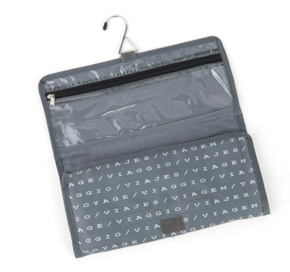 Hängande liten necessär, lätt, TRAVEL - SACCHETTO BEAUTY, 27 x H 39 cm, Grå