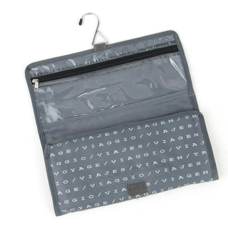 Hängande liten necessär, lätt, TRAVEL - SACCHETTO BEAUTY, 27 x H 39 cm, Grå