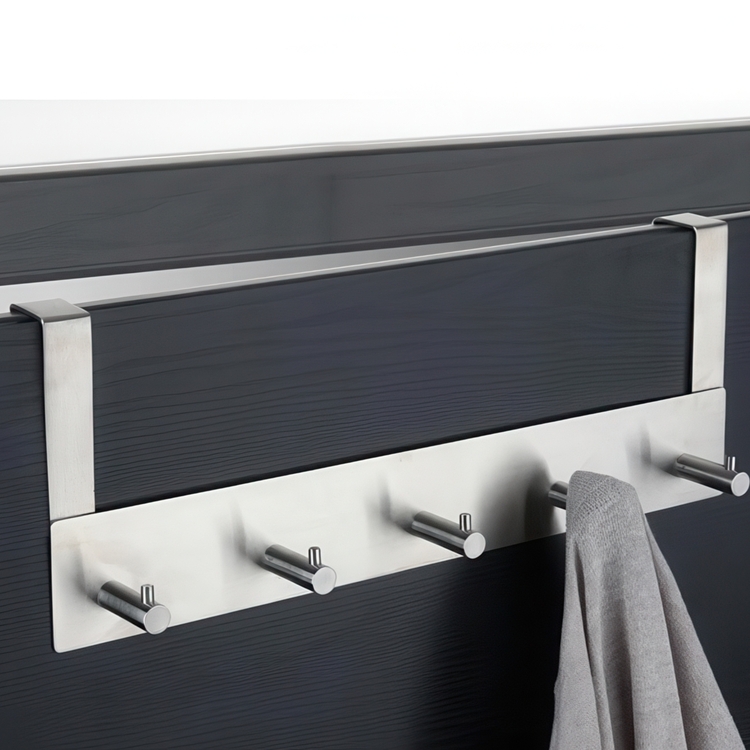 Hängare för garderobsdörr, ALBERT, 5 krokar, Rostfritt stål