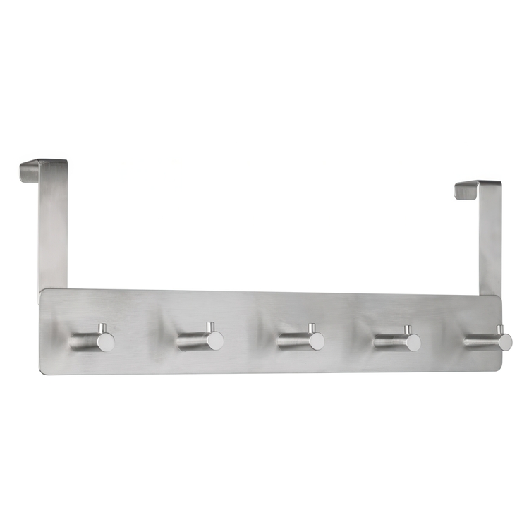 Hängare för garderobsdörr, ALBERT, 5 krokar, Rostfritt stål