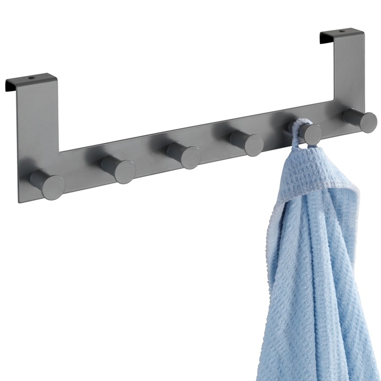 Hängare för tunna dörrar, 6 krokar, CELANO, Metall, Grå